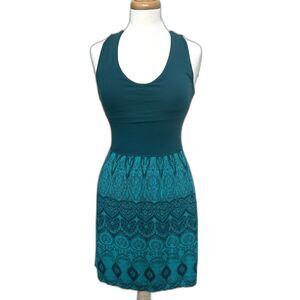 Athleta Velvegreen Midi Galena Dress with Racerback & Printed Skirt - Women XXS